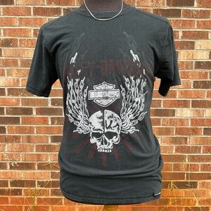 Harley Davidson Black Grunge Velvet Skull shirt